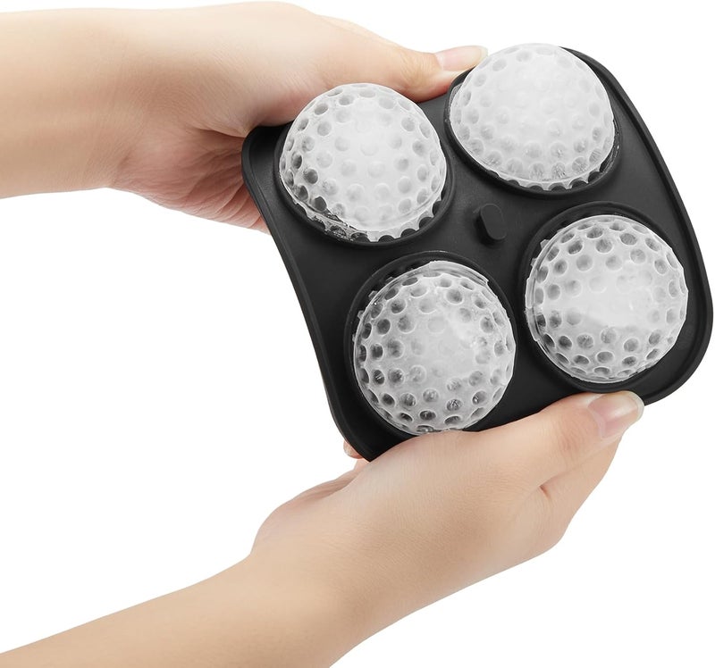 ACOOKEE Novelty Golf Gifts Ball Ice Maker Mold, 2.2" Large Sphere Round Ice Cube Mold for Cocktails, Whiskey, Bourbon Chilling, 4 Hole Fun Shapes Big Silicone Circle Ice Cube Trays - Image 5